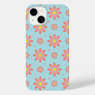 Coral pink and powder blue delicate daisy flowers  Case-Mate iPhone 14 case