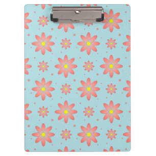Coral pink and powder blue delicate daisy flowers clipboard