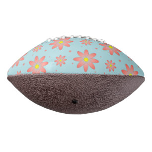 Coral pink and powder blue delicate daisy flowers football