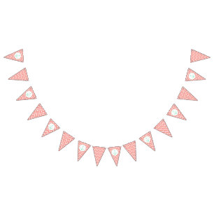 Coral Pink and White Chevron with Mint Nautical Bunting Flags