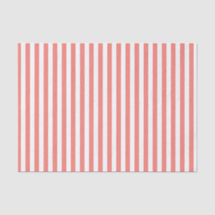 Coral Pink and White Stripes Tissue Paper