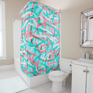 Coral Pink Aqua Blue Abstract Artsy Pattern