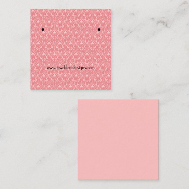 Coral Pink Art Deco Iris Earrings Display Card (Front/Back)