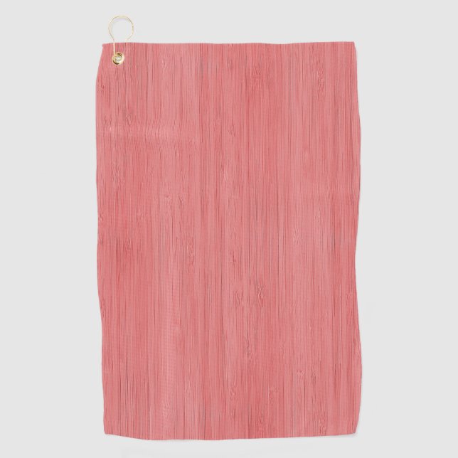 Coral Pink Bamboo Wood Grain Look Golf Towel (Front)