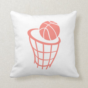 Coral Pink Basketball Throw Pillow