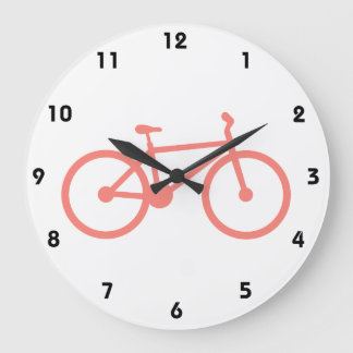 Coral Pink Bicycle Large Clock