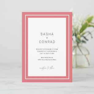 Coral Pink Bold Border Modern Wedding Invitation