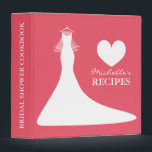Coral pink bridalshower cookbook recipe binder<br><div class="desc">Stylish coral pink and white bridal shower cookbook recipe binder for bride. Personalizable chic wedding dress with veil recipe binder book Custom bridalshower cookbook with heart and personalizable colour plus name. Cute personalized baking / cooking gift idea for bride to be or soon to be married women. Pretty wedding gown...</div>