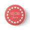 Coral pink bridesmaid button with white hearts