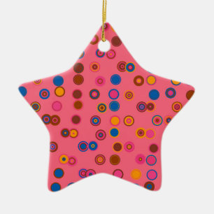Coral Pink bubblegum geometric circle pattern Ceramic Ornament