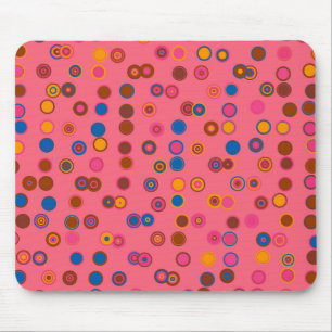 Coral Pink bubblegum geometric circle pattern Mouse Pad