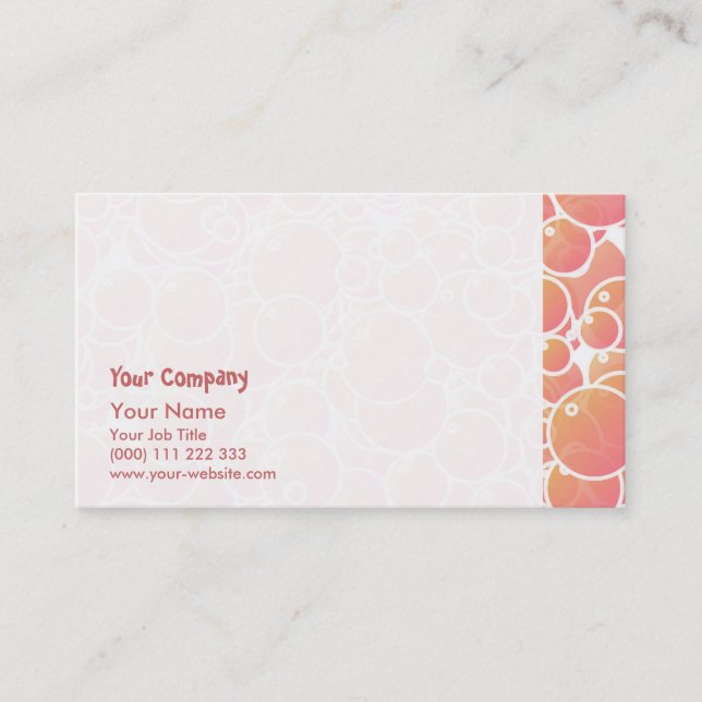 Coral pink bubbles business card (Front)