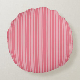 Coral pink candy stripes round pillow