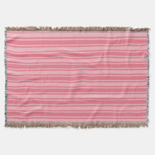 Coral pink candy stripes throw blanket