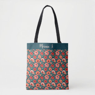Coral Pink Chinoiserie Tote Bag