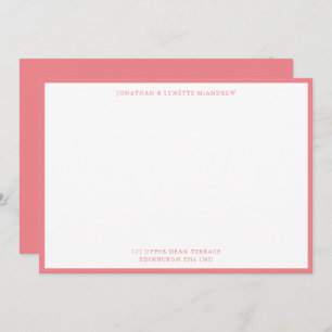 Coral Pink Classic Border Flat Note Card