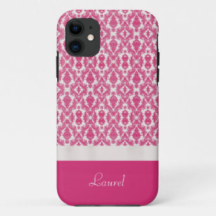 Coral Pink Damask Personnalisé iPhone 5 Coque