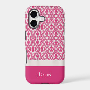 Coral Pink Damask Personnalisé iPhone 5 Coque