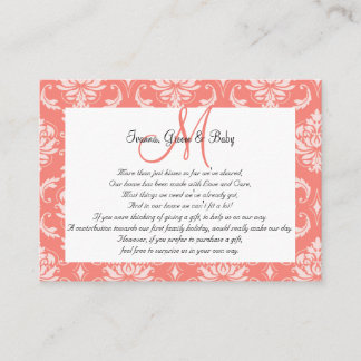 Coral Pink Damask Wedding Wishing Well Cards