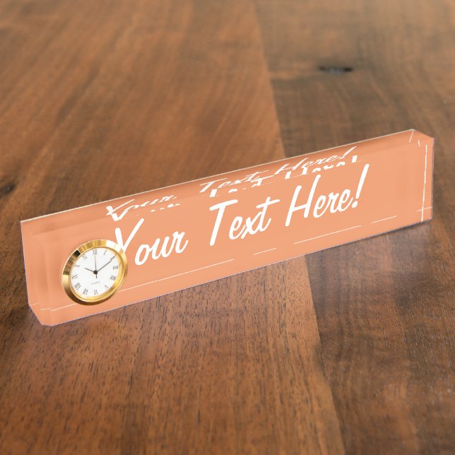 Coral pink decor background ready to customize nameplate (Side)
