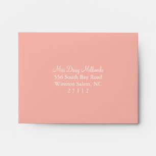 Coral Pink Dot Patterned Liner Wedding Reply Card Envelope