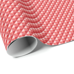 Coral pink, enamel look, studded grid wrapping paper