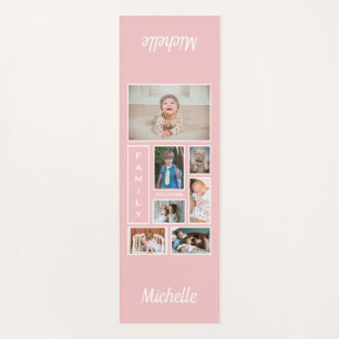 Coral Pink Family Photos Personalized Yoga Mat