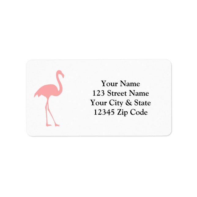 Coral pink flamingo bird address labels (Front)