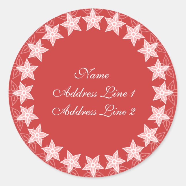 Coral Pink Floral Circle Address Labels (Front)