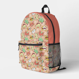 Coral Pink Funny Cat Faces Kids Printed Backpack