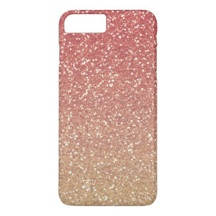 Coral Pink Gold Faux Glitter iPhone 8 Plus/7 Plus Case