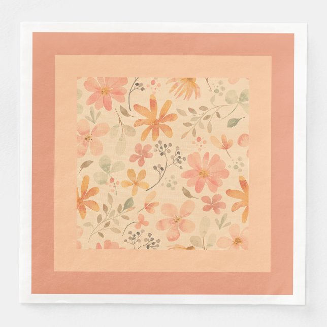 Coral pink golden mix and match napkin (Front)