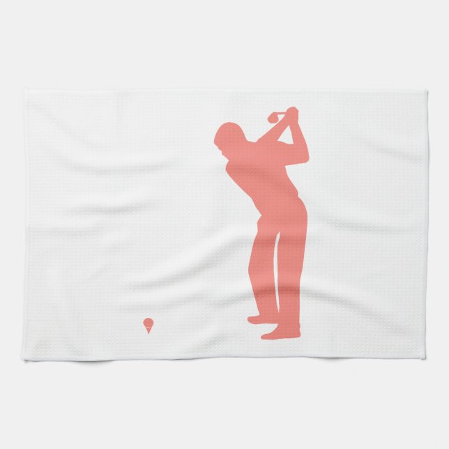 Coral Pink Golf Kitchen Towel (Horizontal)