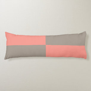Coral Pink Grey Chequered Pattern Body Pillow