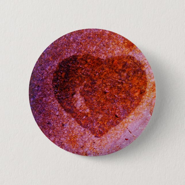 coral pink heart 2 inch round button (Front)