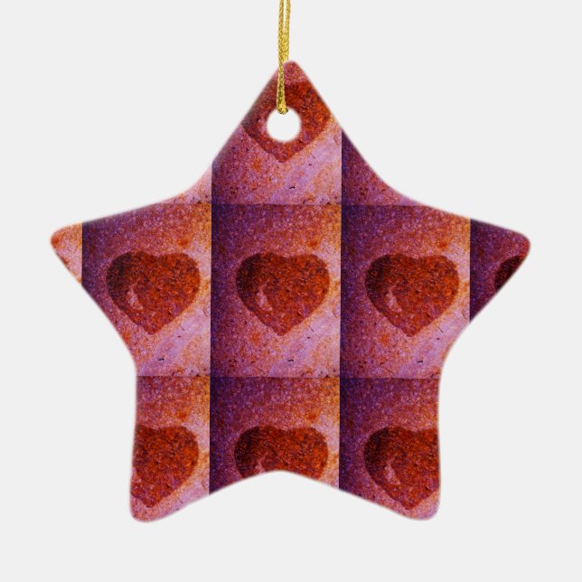 coral pink heart ceramic ornament (Front)