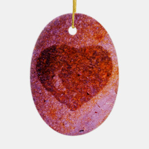 coral pink heart ceramic ornament
