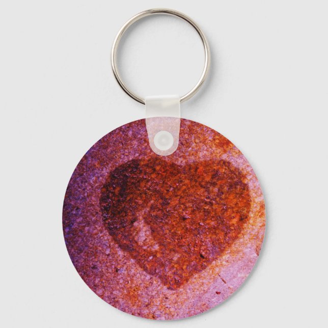 coral pink heart keychain (Front)