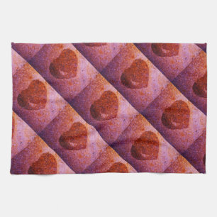 coral pink heart kitchen towel