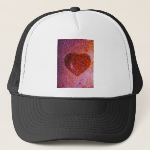 coral pink heart trucker hat