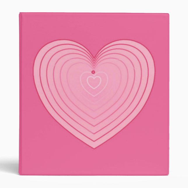 Coral pink hearts, deeper pink background binder (Front)