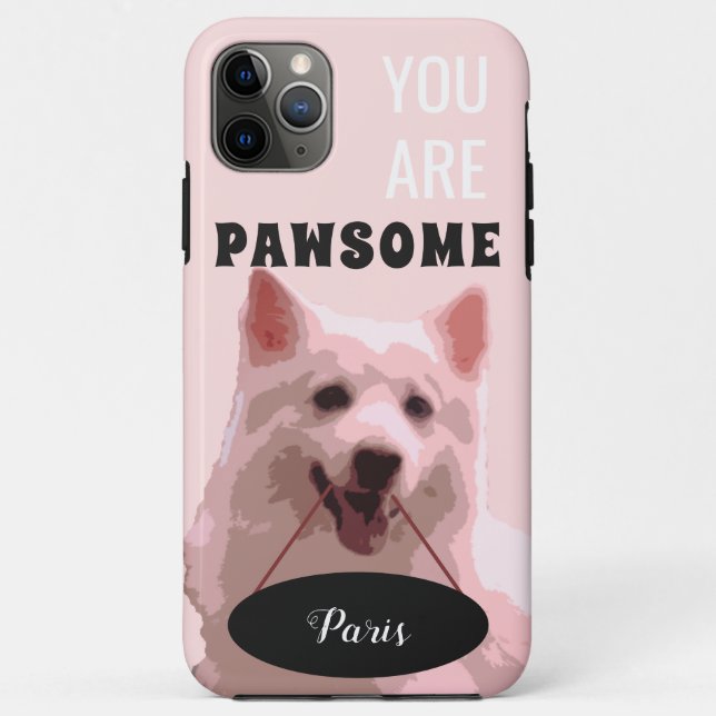 Coral Pink Japanese Spitz iPhone 11 Pro Max Case (Back)