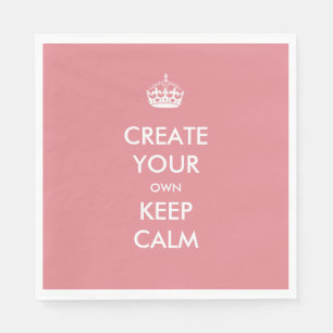 Coral Pink Keep Calm and Carry On Wedding Party Napkin