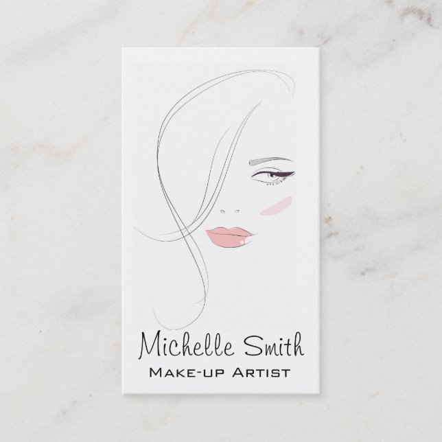 Coral pink lips make up artist  branding business card (Front)