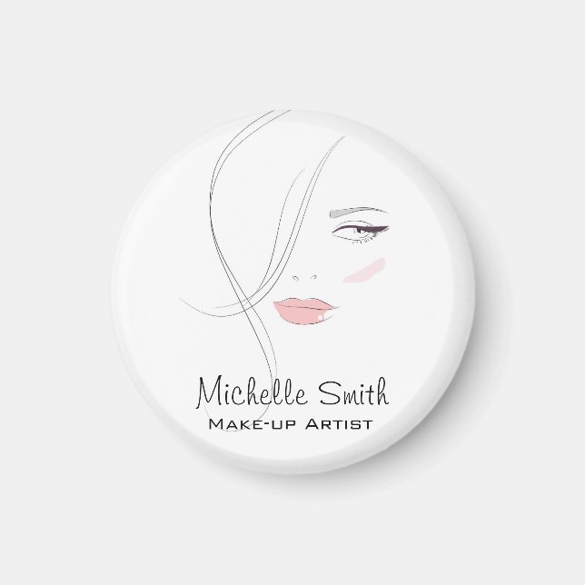 Coral pink lips make up artist  branding magnet (Front)