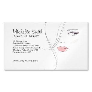Coral pink lips make up artist  branding 	Magnetic business card