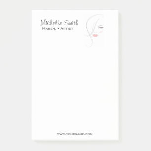 Coral pink lips make up artist  branding post-it notes