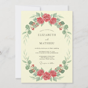 Coral Pink Lush Summer Wedding Invitation