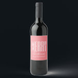Coral Pink Merry Christmas Personalized Wine Label<br><div class="desc">Coral Pink Merry Christmas Personalized label. Customize the text (shown in white) and choose your background colour (shown in coral pink) Options available to add extra text and or images using Zazzle's customization tools. Visit our store to view our growing range of matching products, gifts, home decor, gift wrapping supplies...</div>