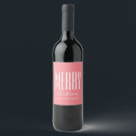 Coral Pink Merry Christmas Personalized Wine Label<br><div class="desc">Coral Pink Merry Christmas Personalized label. Customize the text (shown in white) and choose your background colour (shown in coral pink) Options available to add extra text and or images using Zazzle's customization tools. Visit our store to view our growing range of matching products, gifts, home decor, gift wrapping supplies...</div>